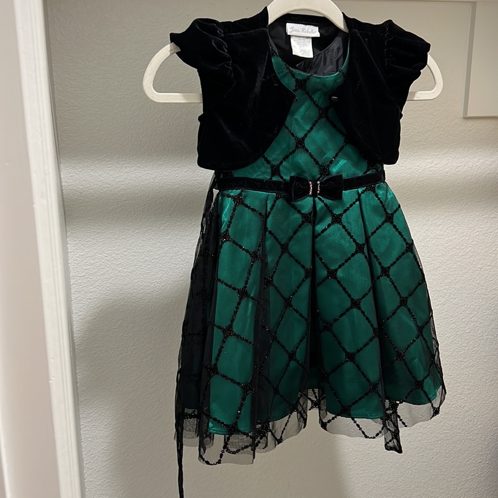 Dark Green & Black Formal Toddler Dress